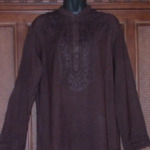 NWT Mandarin Embroidered Long Tunic Dress RoomyOS - Picture 2 of 2